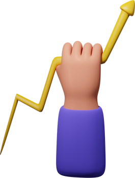 hand holding an arrow up 3d illustration